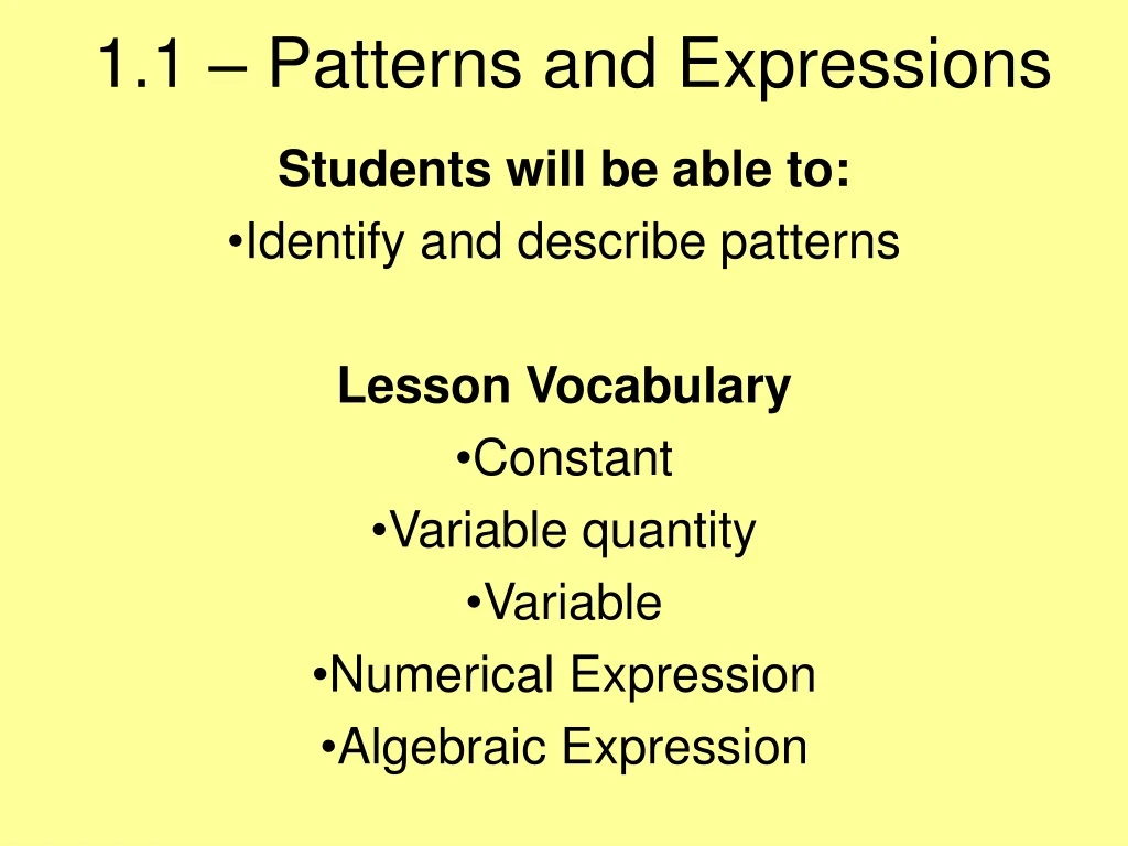 1 1 patterns and expressions