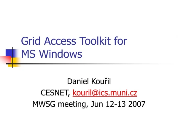 Grid Access Toolkit for MS Windows