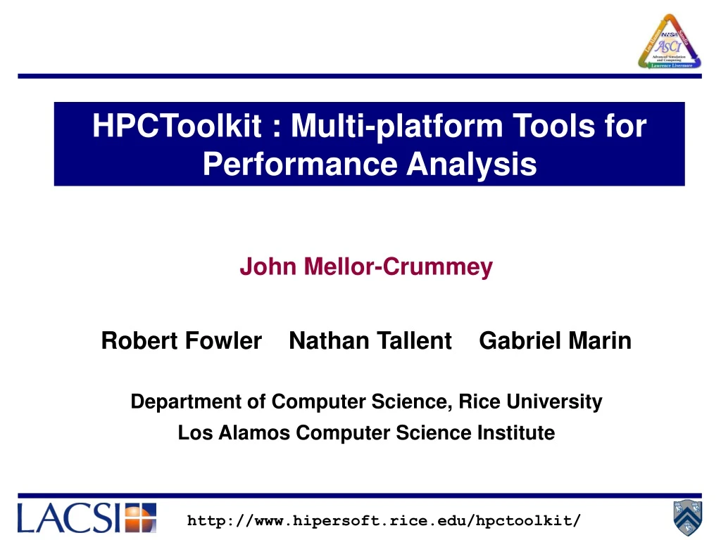 hpctoolkit multi platform tools for performance