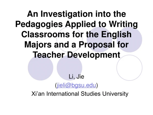 Li, Jie ( jieli@bgsu ) Xi’an International Studies University