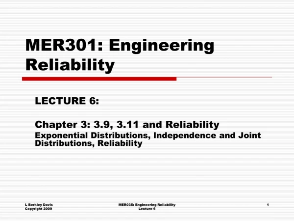 MER301: Engineering Reliability