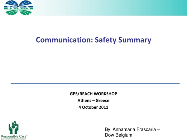 Communication: Safety Summary