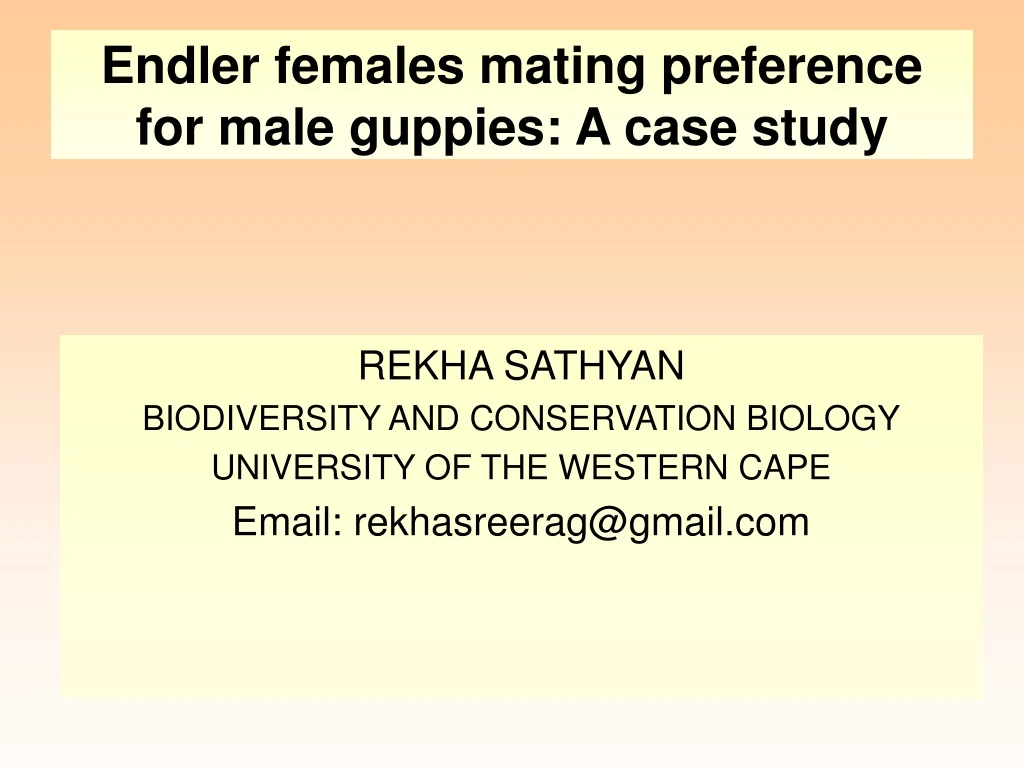 endler females mating preference for male guppies a case study