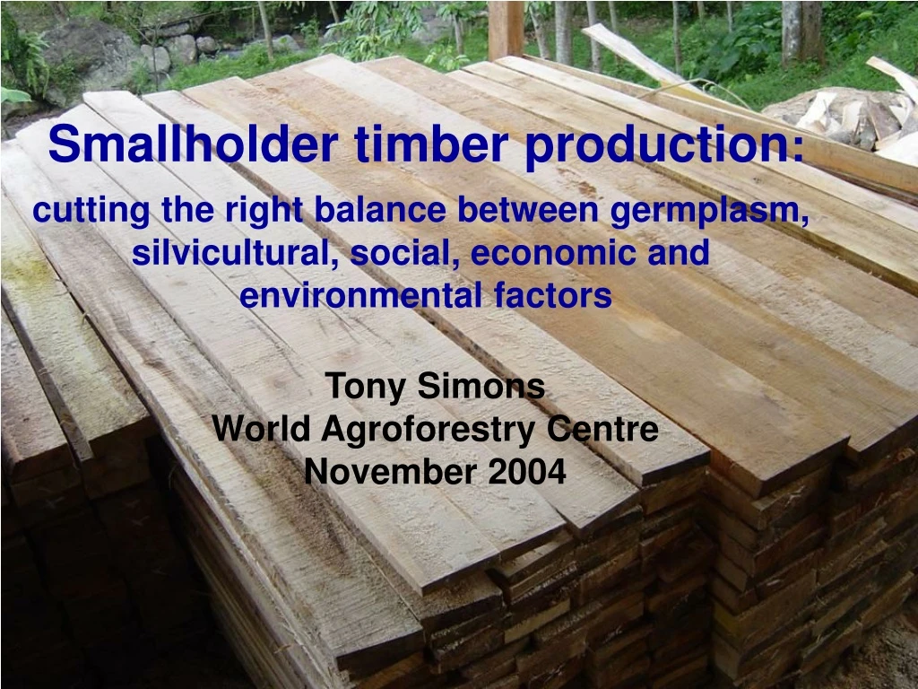 smallholder timber production cutting the right