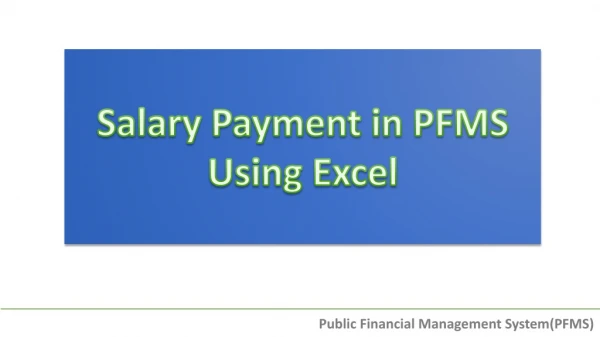 Salary Payment in PFMS Using Excel