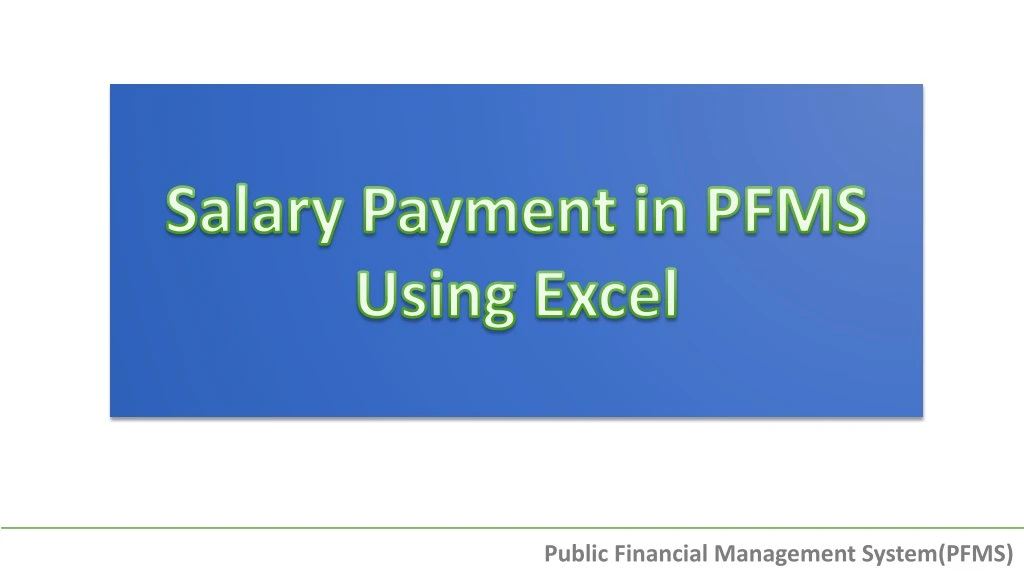 salary payment in pfms using excel