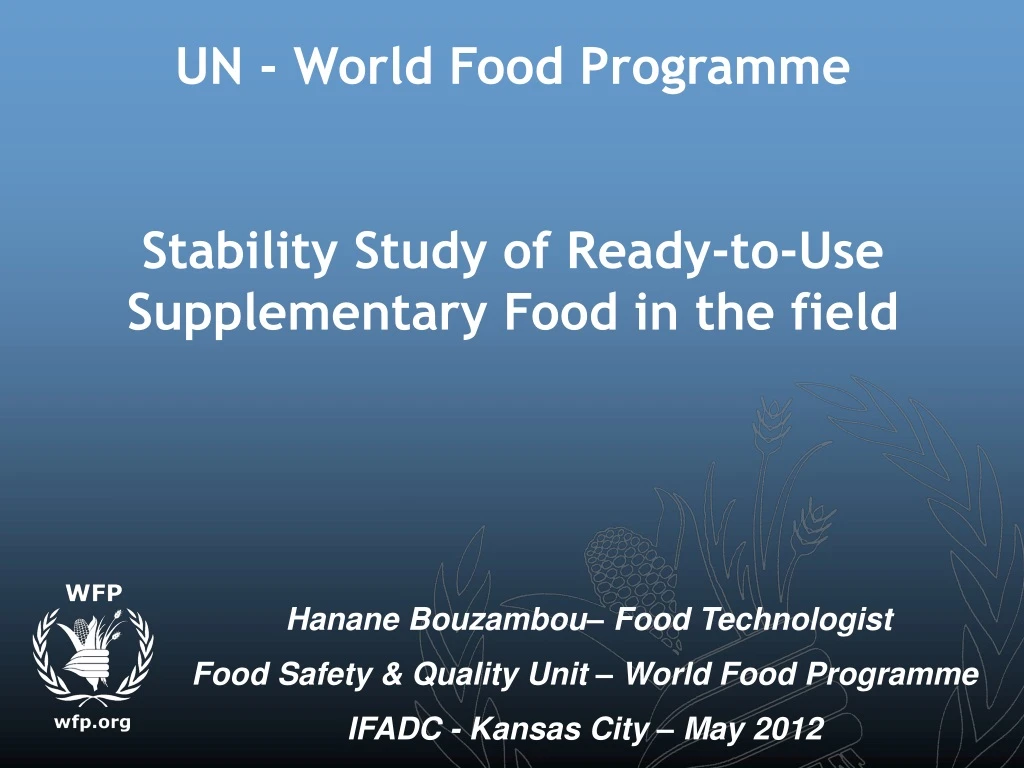un world food programme stability study of ready