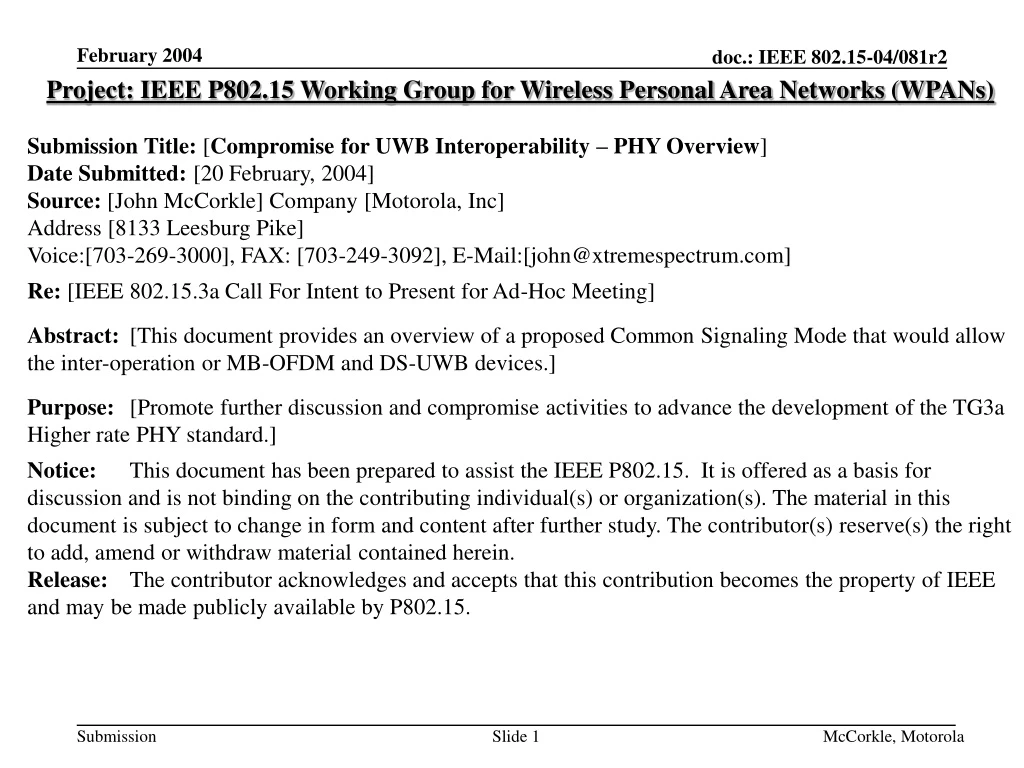 project ieee p802 15 working group for wireless