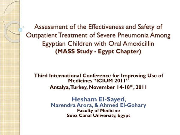 Third International Conference for Improving Use of Medicines “ICIUM 2011”