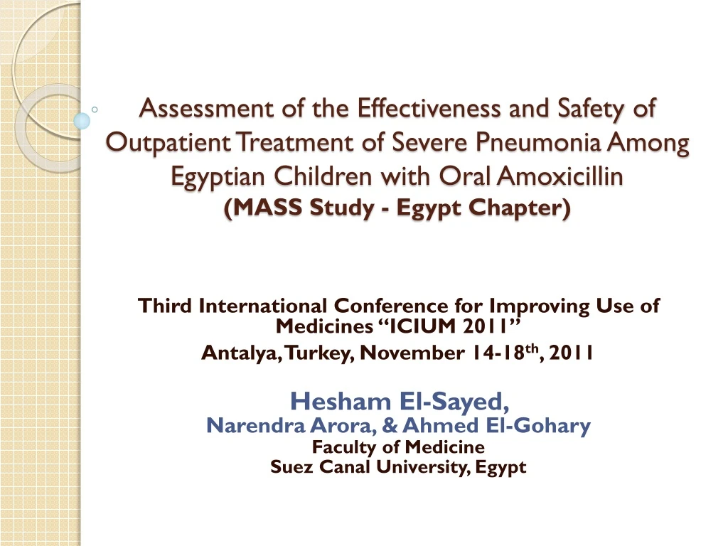 assessment of the effectiveness and safety