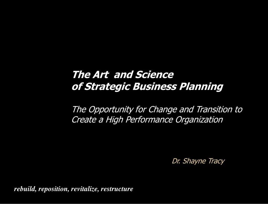 the art and science of strategic business