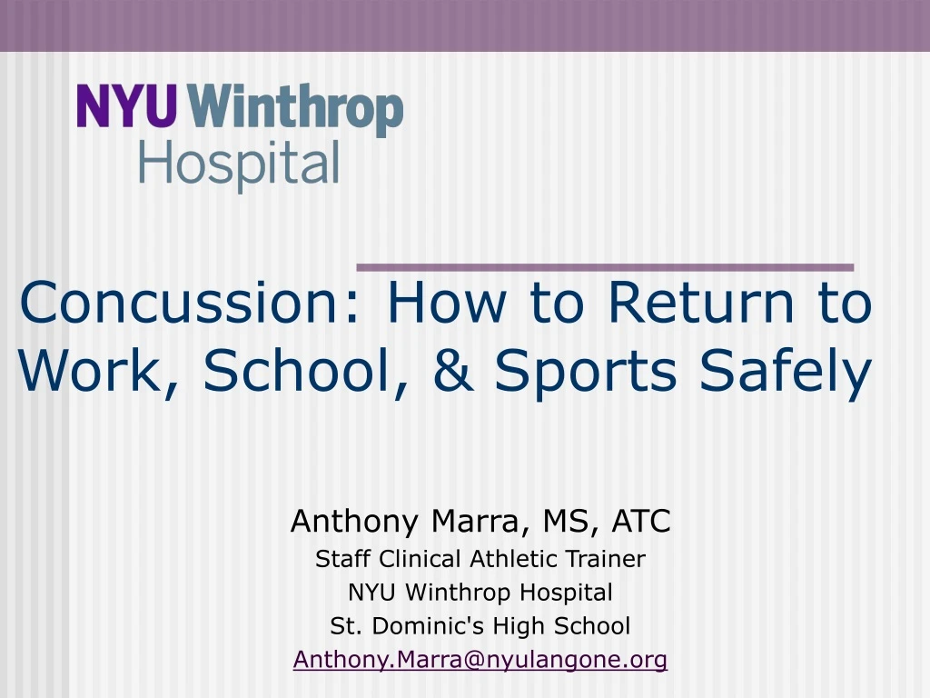 concussion how to return to work school sports safely