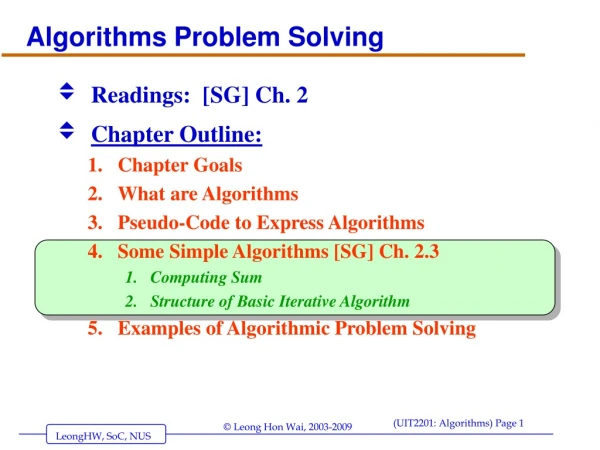 Algorithms Problem Solving
