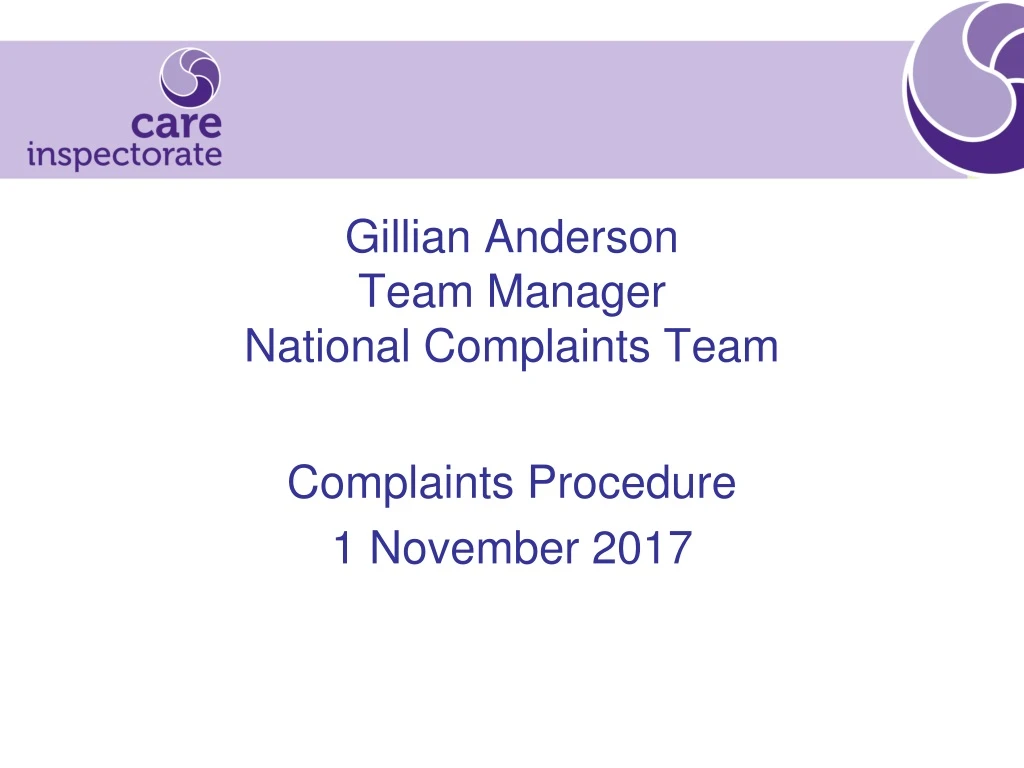 gillian anderson team manager national complaints team