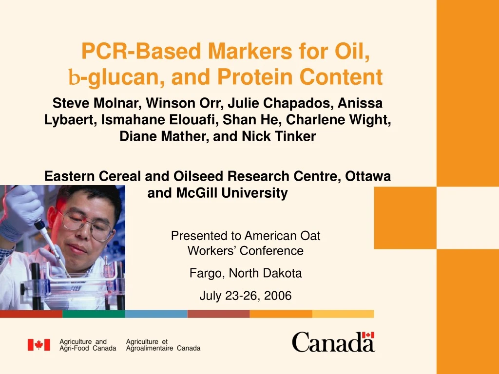 pcr based markers for oil b glucan and protein