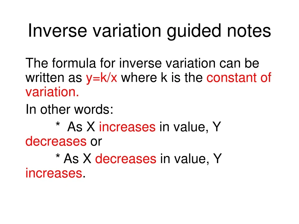 inverse variation guided notes