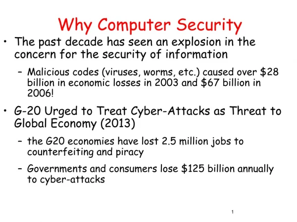 Why Computer Security