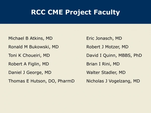 RCC CME Project Faculty
