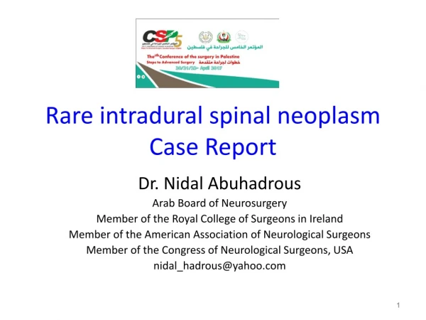 Rare intradural spinal neoplasm Case Report