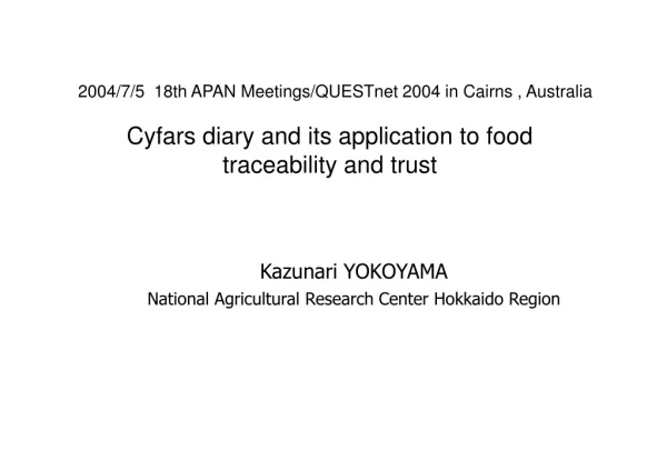 Cyfars diary and its application to food traceability and trust