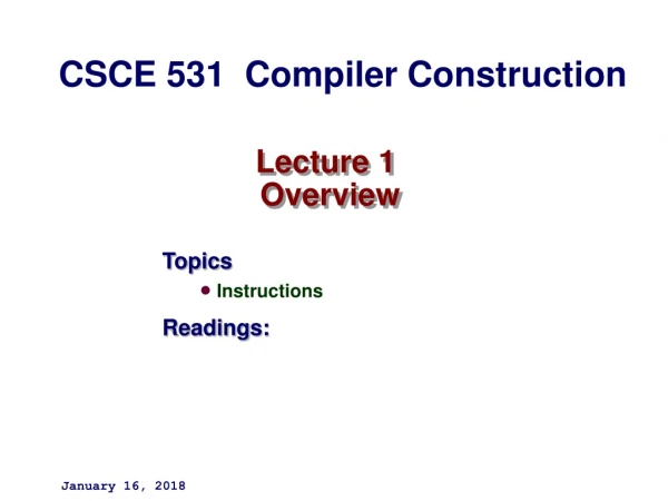 Lecture 1  Overview