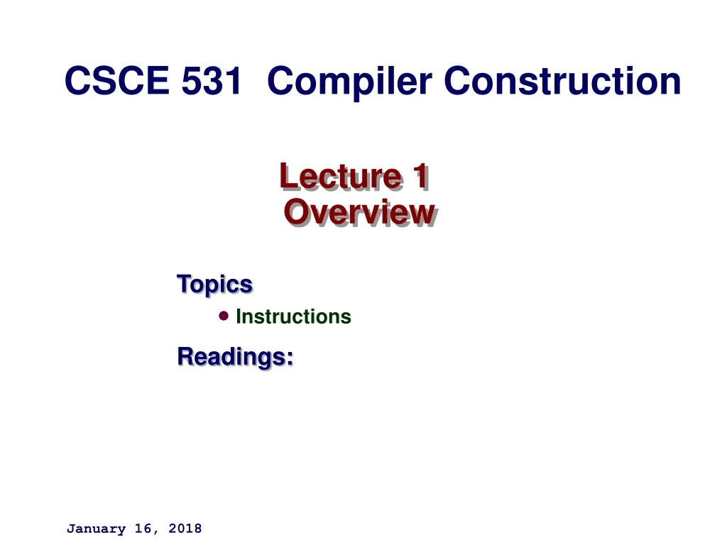 lecture 1 overview