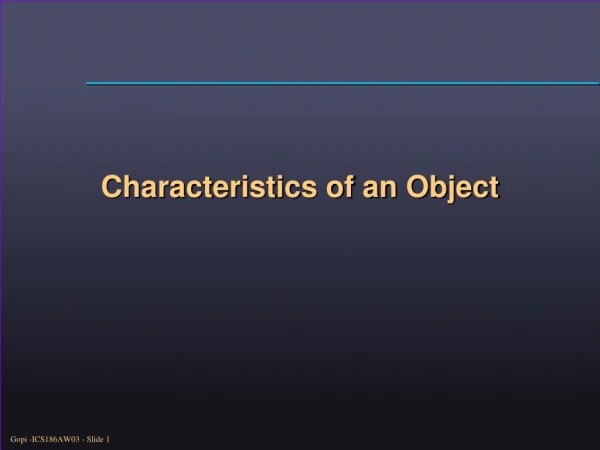 Characteristics of an Object