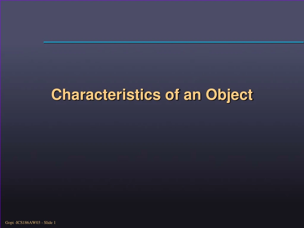 characteristics of an object