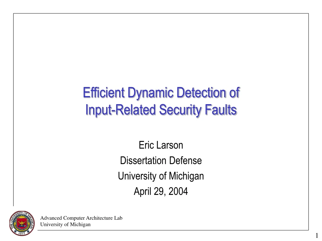efficient dynamic detection of input related security faults