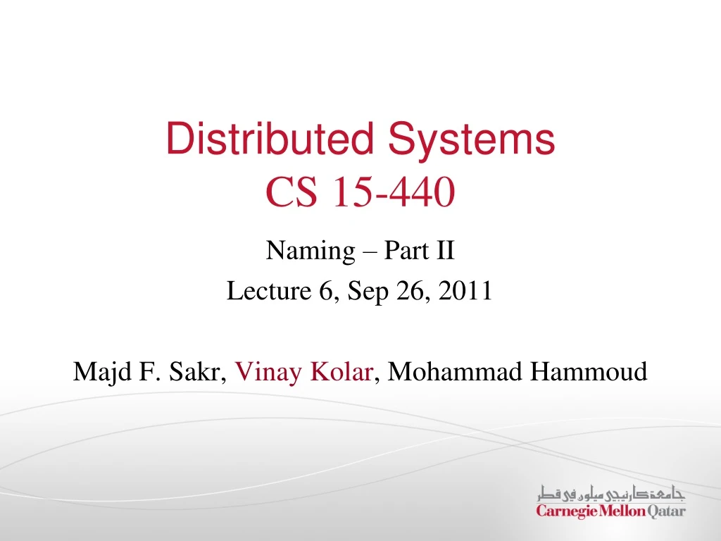 distributed systems cs 15 440