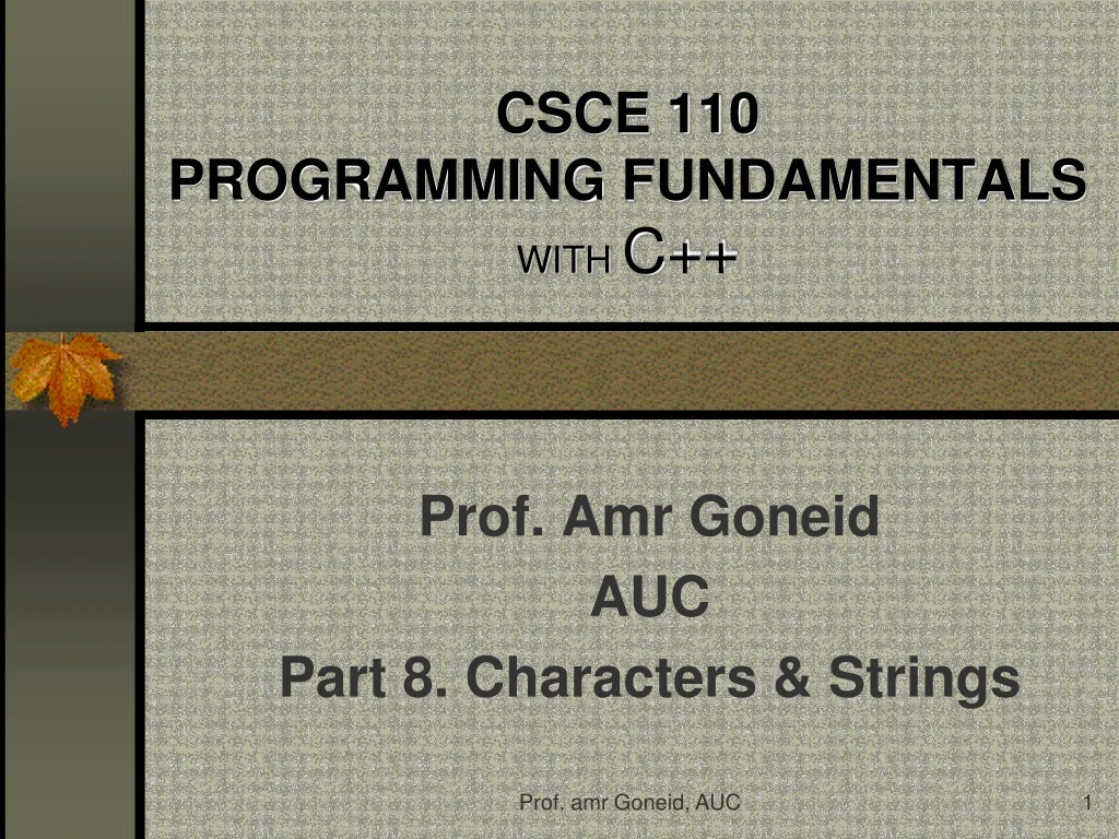 csce 110 programming fundamentals with c