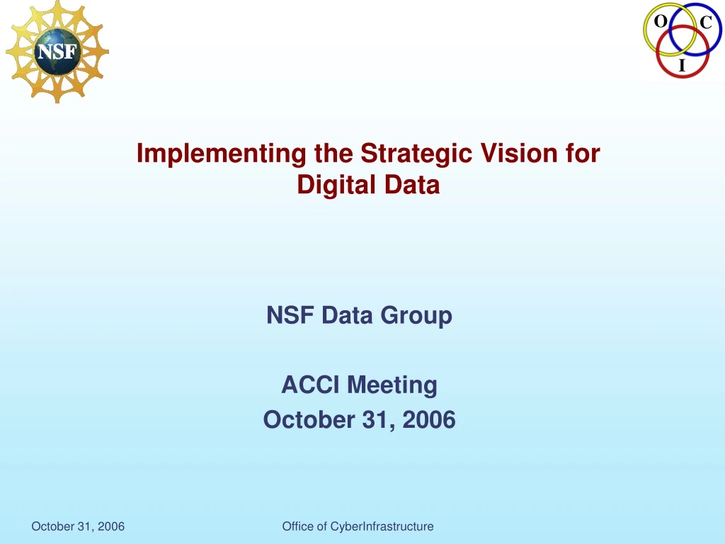 implementing the strategic vision for digital data