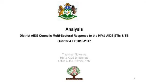 Tryphinah  Ngwenya HIV &amp; AIDS Directorate Office of the Premier,  KZN