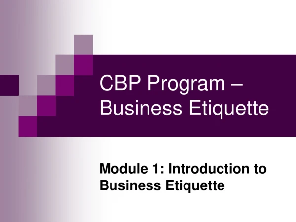 CBP Program – Business Etiquette