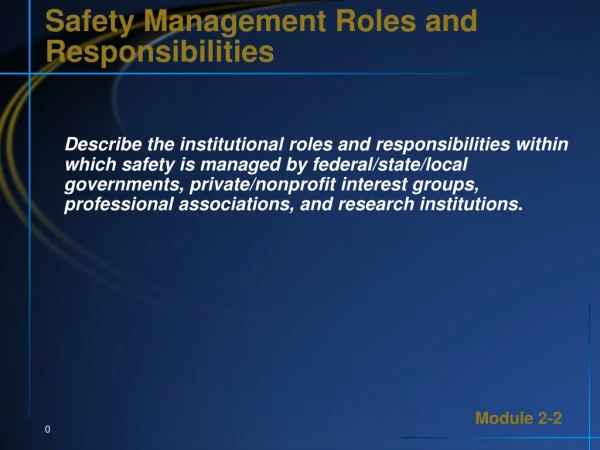 Safety Management Roles and Responsibilities