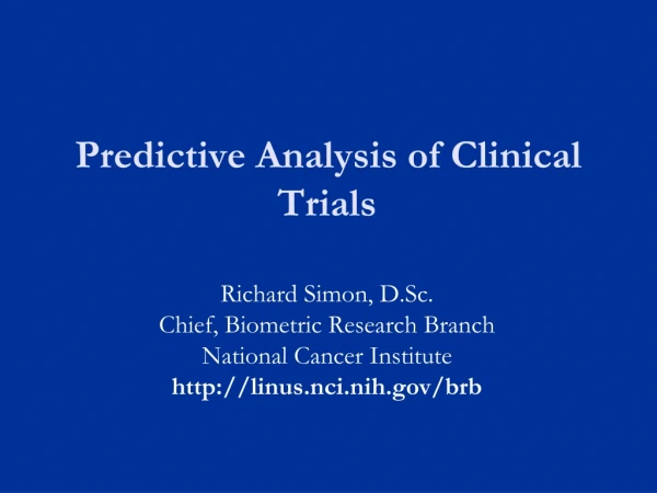 Predictive Analysis of Clinical Trials