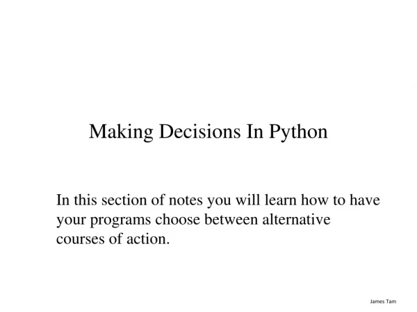 Making Decisions In Python