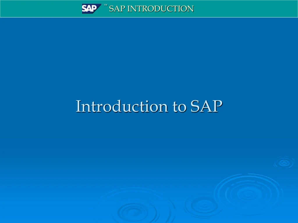 introduction to sap