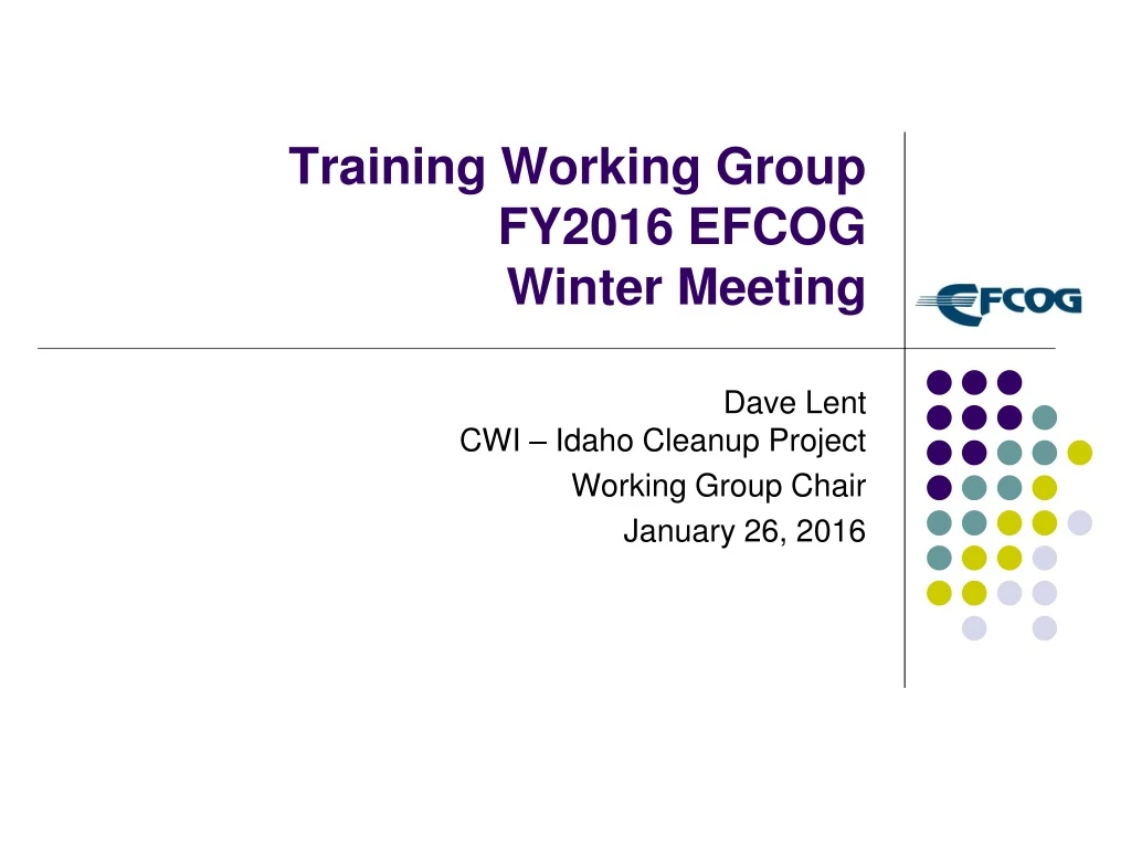 training working group fy2016 efcog winter meeting