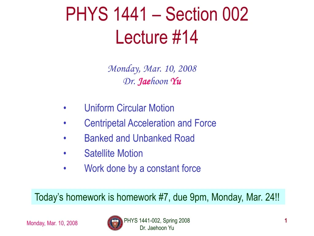 phys 1441 section 002 lecture 14