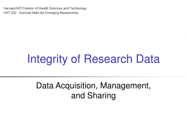 Integrity of Research Data