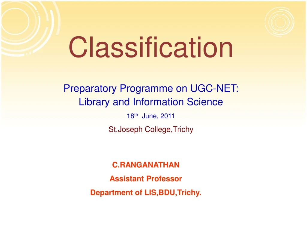 classification preparatory programme