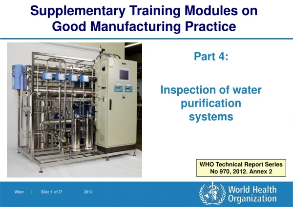 Part  4 : Inspection of water purification systems