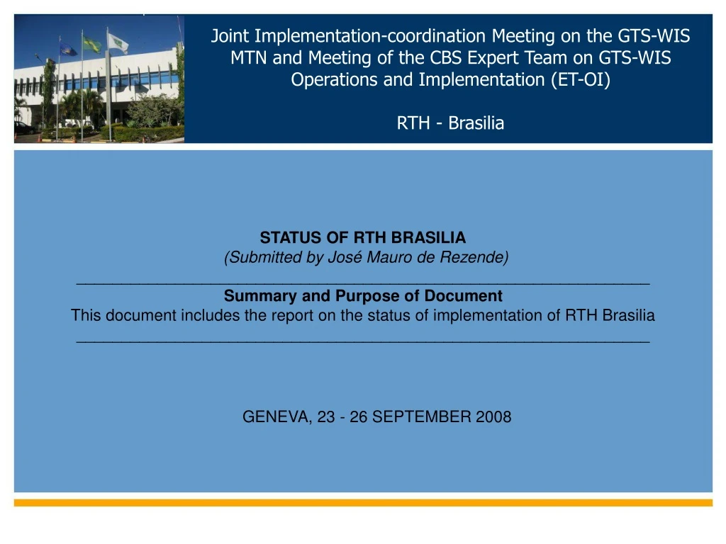 status of rth brasilia submitted by jos mauro