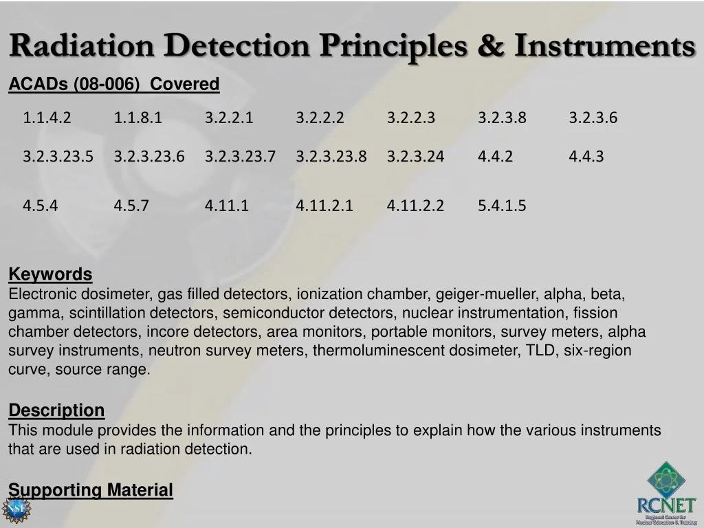 radiation detection principles instruments