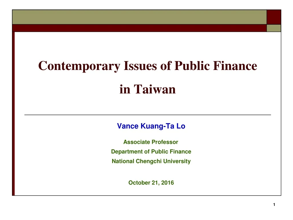 contemporary issues of public finance in taiwan