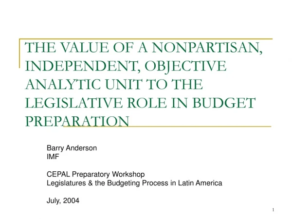 Barry Anderson IMF CEPAL Preparatory Workshop