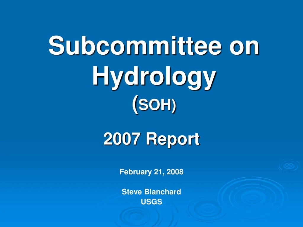 subcommittee on hydrology soh