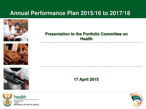 Presentation  to the Portfolio Committee on Health