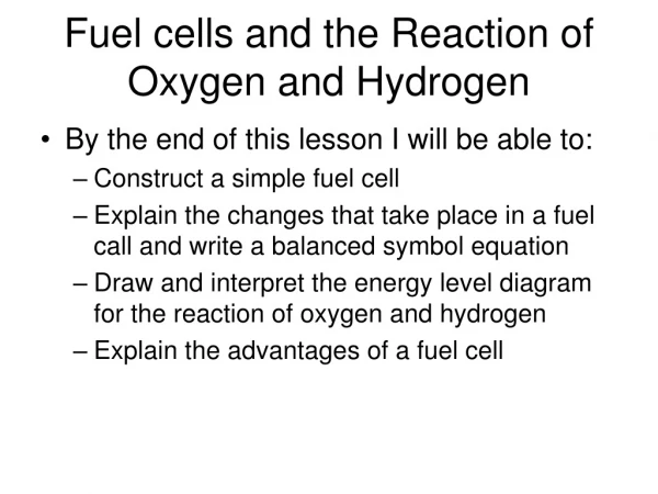 Fuel cells and the Reaction of Oxygen and Hydrogen